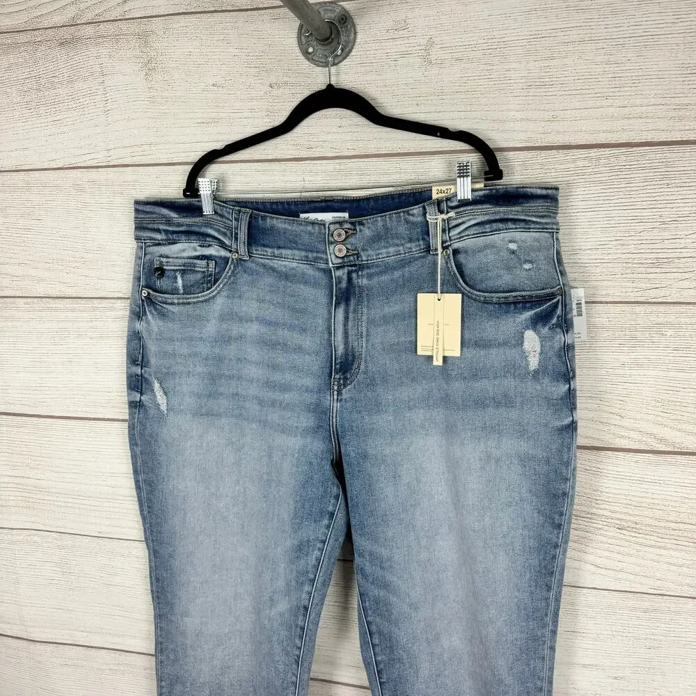 Kancan Plus Size High Rise Ankle Straight Fray Hem Jeans Size 24W_2